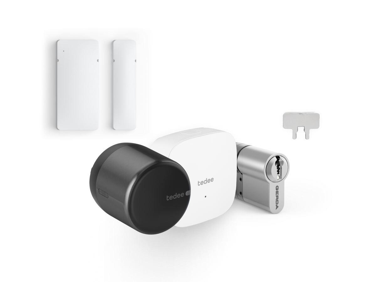 Tedee GO2 Black + European Two Way Cylinder + Door Sensor + Bridge
