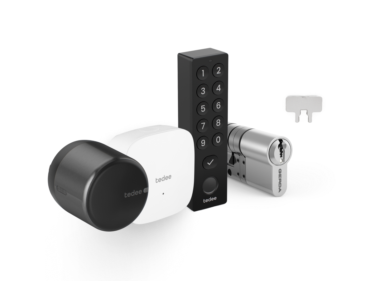 Tedee GO2 Black + European Two Way Cylinder + Bridge + Keypad + Door Sensor