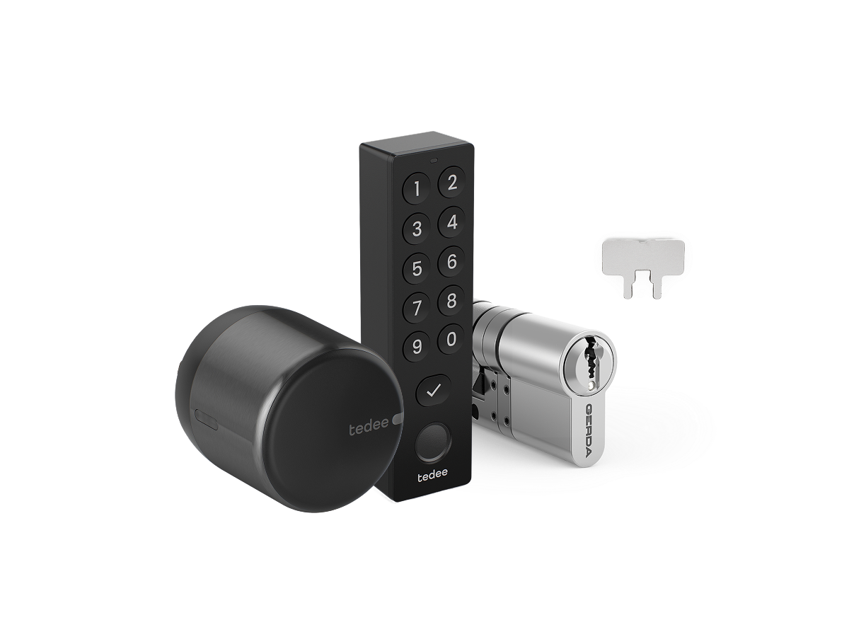Tedee GO2 Black + European Two Way Cylinder + Keypad